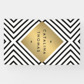 Geometrische Mod Vet Zwart-wit Patroon Spandoek (Horizontaal)