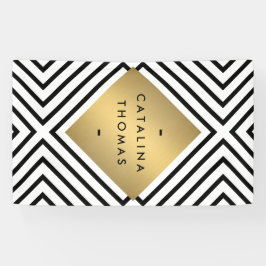 Geometrische Mod Vet Zwart-wit Patroon Spandoek