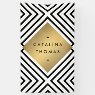 Geometrische Mod Vet Zwart-wit Patroon Spandoek