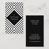 Geometrische Mod Vet Zwart-wit Patroon Visitekaartje (Voorkant / Achterkant)