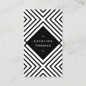 Geometrische Mod Vet Zwart-wit Patroon Visitekaartje (Voorkant)