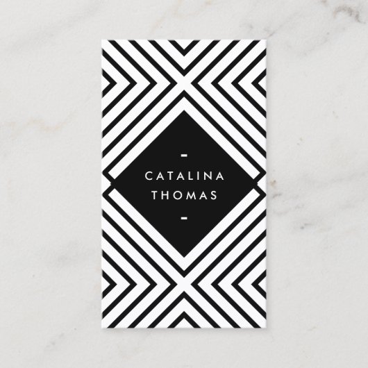 Geometrische Mod Vet Zwart-wit Patroon Visitekaartje (Voorkant)