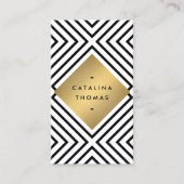 Geometrische Mod Vet Zwart-wit Patroon Visitekaartje (Voorkant)