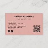 Geometrische Modern Bold Abstract QR Code Roze Visitekaartje (Achterkant)