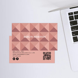 Geometrische Modern Bold Abstract QR Code Roze Visitekaartje