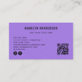 Geometrische Modern Bold Abstracte QR-code Paarse Visitekaartje (Achterkant)