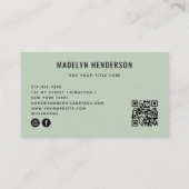 Geometrische Modern Bold Abstracte QR-code Sage Gr Visitekaartje (Achterkant)