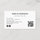 Geometrische Modern Bold White Abstracte QR-code Visitekaartje (Achterkant)