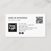 Geometrische Modern Bold Zwart Abstract QR Code Lo Visitekaartje (Achterkant)