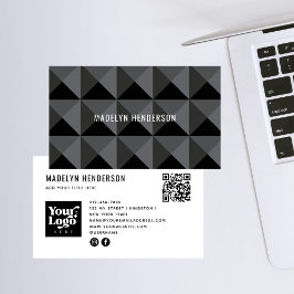 Geometrische Modern Bold Zwart Abstract QR Code Lo Visitekaartje