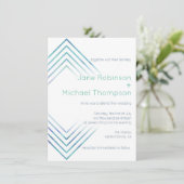 Geometrische moderne blauwe Waterverf bruiloft Kaart (Staand voorkant)