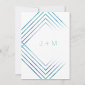 Geometrische moderne blauwe Waterverf bruiloft Kaart (Achterkant)