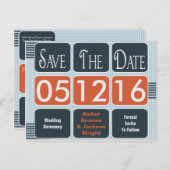 Geometrische moderne bruiloft Bewaar de datum Aankondigingskaart (Voorkant / Achterkant)