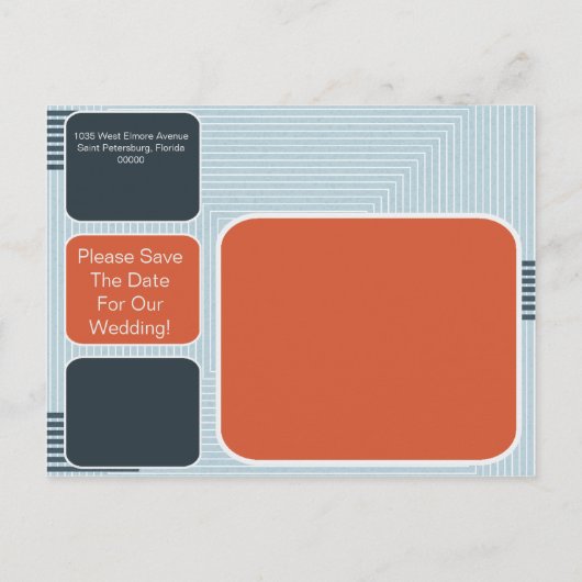 Geometrische moderne bruiloft Bewaar de datum Aankondigingskaart (Achterkant)