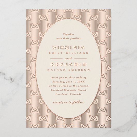 Geometrische moderne bruiloft folie uitnodiging (Voorkant)