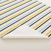 Geometrische moderne, gele, blauwe strepenpatroon sherpa deken (3/4)