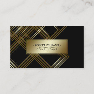 Geometrische moderne Gold Faux Black Glitter Visitekaartje
