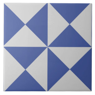 Geometrische moderne grafische blauwe en witte teg tegeltje