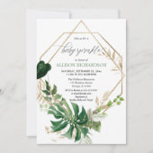 Geometrische moderne groen gouden baby strooien kaart (Voorkant)