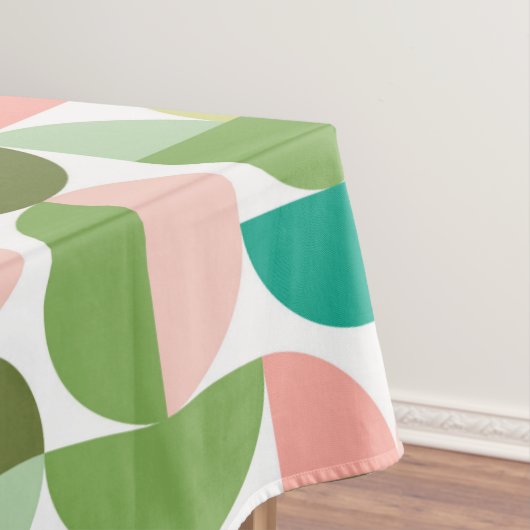 Geometrische moderne, groene en perzikalige tablet tafelkleed (Voorbeeld)
