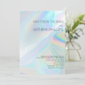 Geometrische moderne holografische bruiloft kaart (Staand voorkant)