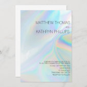 Geometrische moderne holografische bruiloft kaart (Voorkant / Achterkant)