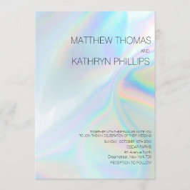 Geometrische moderne holografische bruiloft kaart