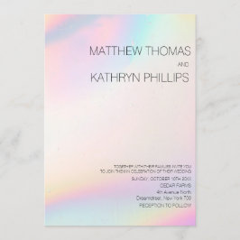 Geometrische moderne holografische bruiloft kaart