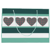 Geometrische moderne kerst Tartan harten Groot Cadeauzakje (Achterkant)
