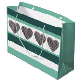 Geometrische moderne kerst Tartan harten Groot Cadeauzakje (Achterkant Gekanteld)
