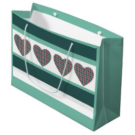 Geometrische moderne kerst Tartan harten Groot Cadeauzakje