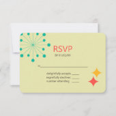 Geometrische moderne kleurrijke retro RSVP kaartje (Voorkant)