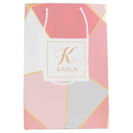 Geometrische moderne kleurrijke vormenachtergrond medium cadeauzakje (Voorkant)