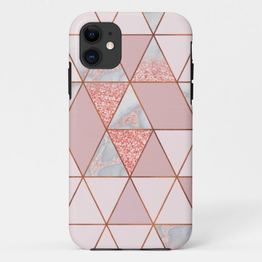 Geometrische moderne koper- en Roos goudmarmer Case-Mate iPhone Case (Achterkant)
