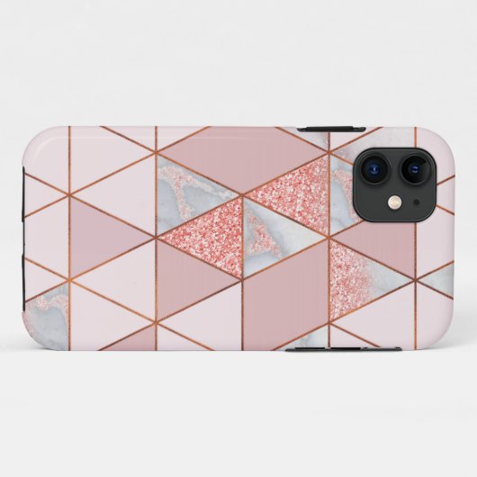 Geometrische moderne koper- en Roos goudmarmer Case-Mate iPhone Case (Achterkant (horizontaal))