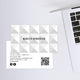 Geometrische Moderne Krachtige Witte Abstracte QR- Visitekaartje