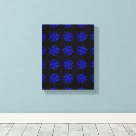 Geometrische moderne kunst, blauwe ster, cadeaudec canvas afdruk (Insitu (Houten vloer))