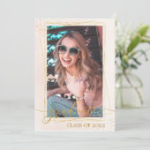 Geometrische moderne lichtroze gouden Afstuderen f Aankondiging (Staand voorkant)