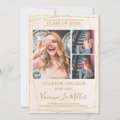 Geometrische moderne lichtroze gouden Afstuderen f Aankondiging (Achterkant)