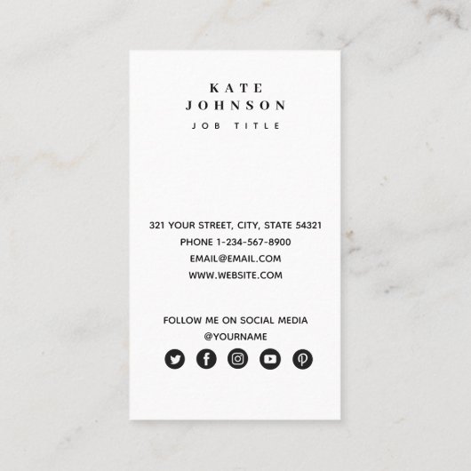 Geometrische moderne marmer QR Code Social Media Visitekaartje (Achterkant)