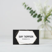 Geometrische moderne, minimale professionele zwart visitekaartje (Staand voorkant)