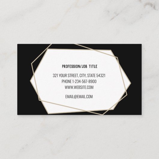 Geometrische moderne, minimale professionele zwart visitekaartje (Achterkant)