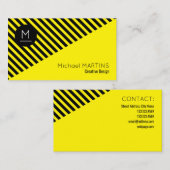 Geometrische moderne stijl zwart-geel visitekaartje (Voorkant / Achterkant)