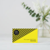 Geometrische moderne stijl zwart-geel visitekaartje (Staand voorkant)