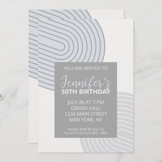 Geometrische moderne verjaardagsuitnodiging kaart (Voorkant / Achterkant)