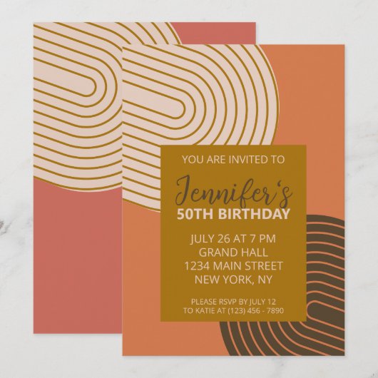 Geometrische moderne verjaardagsuitnodiging kaart (Voorkant / Achterkant)