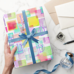 Geometrische moderne Waterverf van pasta's Cadeaupapier