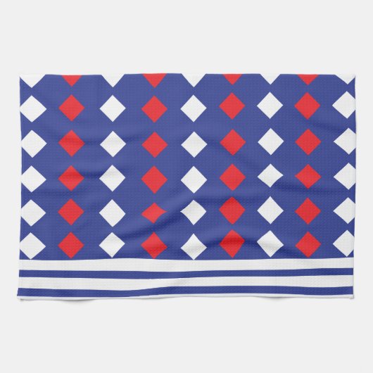 Geometrische moderne witte diamantband theedoek (Horizontaal)