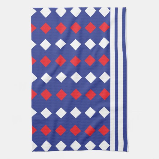 Geometrische moderne witte diamantband theedoek (Verticaal)