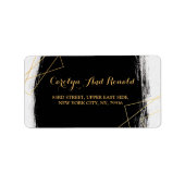 Geometrische moderne zwarte en goudWaterverf Etiket (Voorkant)